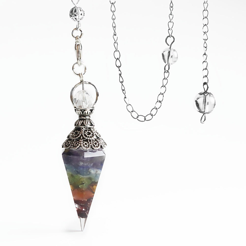 Faceted Stone Dowsing Pendulum Pendant - Color_06