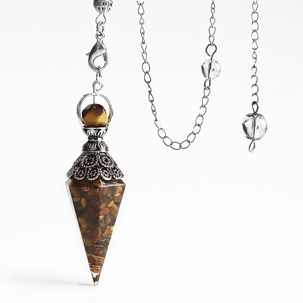 Faceted Stone Dowsing Pendulum Pendant - Color_08