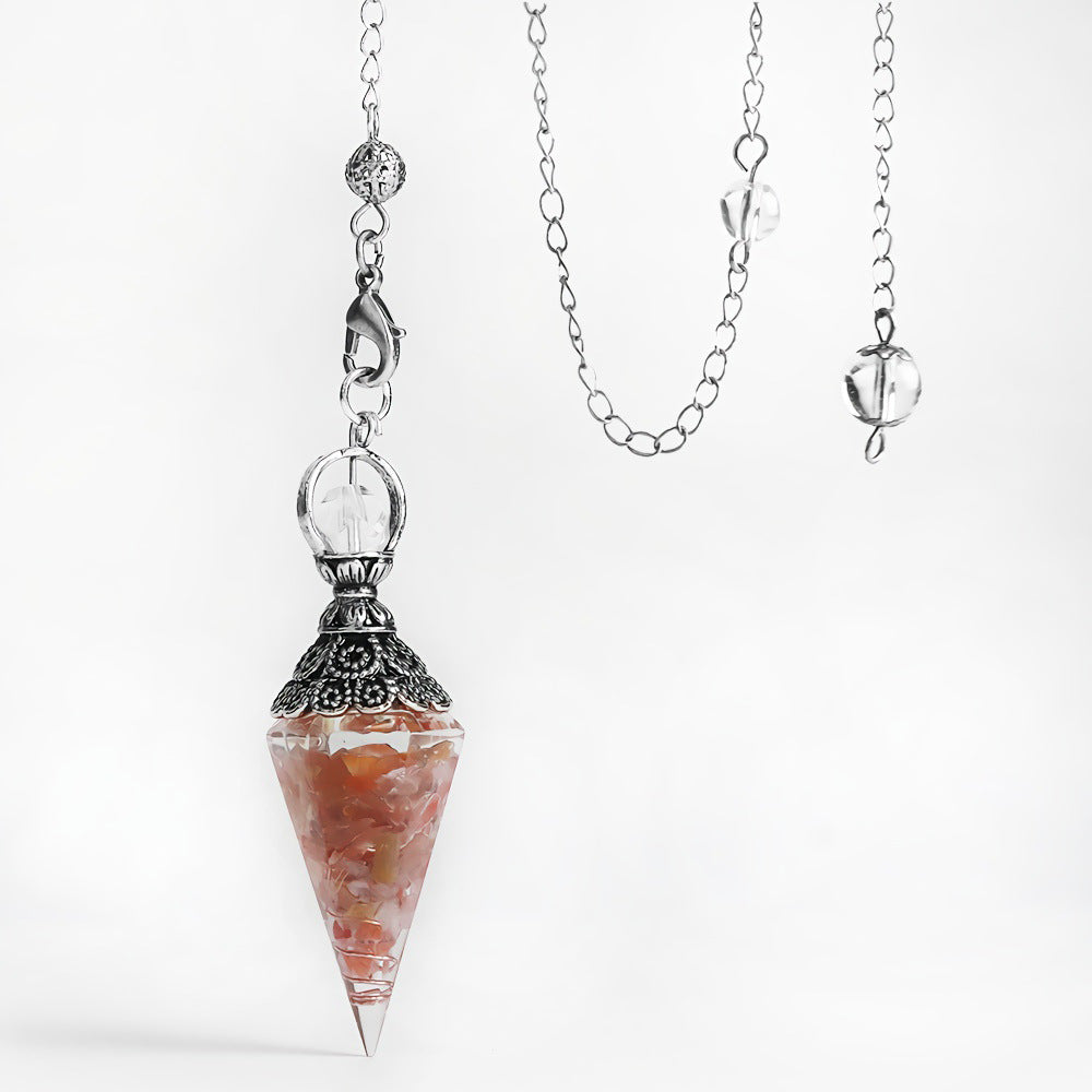 Faceted Stone Dowsing Pendulum Pendant - Color_12