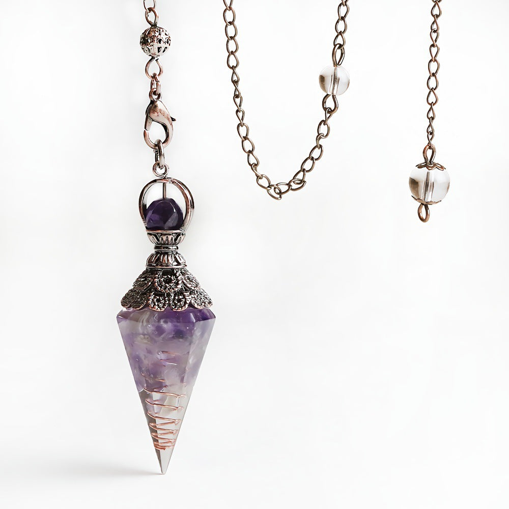 Faceted Stone Dowsing Pendulum Pendant - Color_13