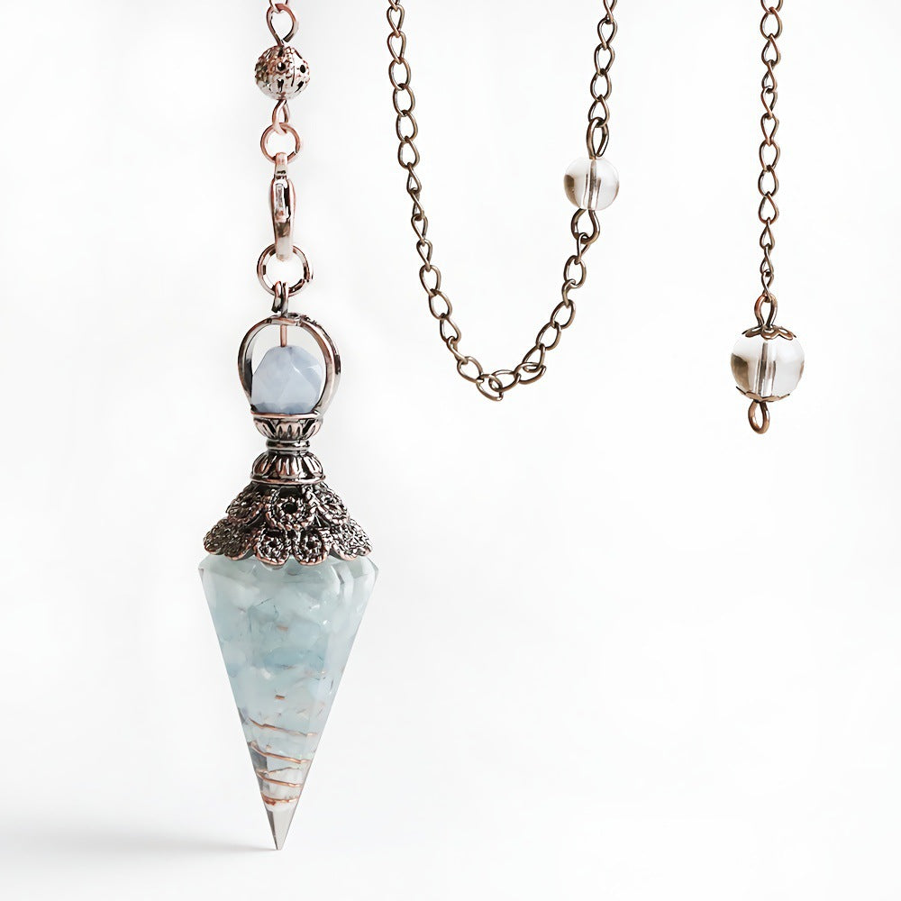 Faceted Stone Dowsing Pendulum Pendant - Color_15