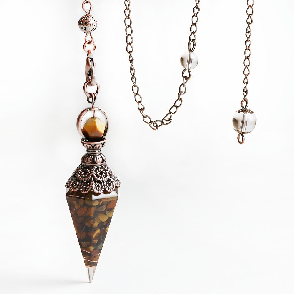 Faceted Stone Dowsing Pendulum Pendant - Color_16