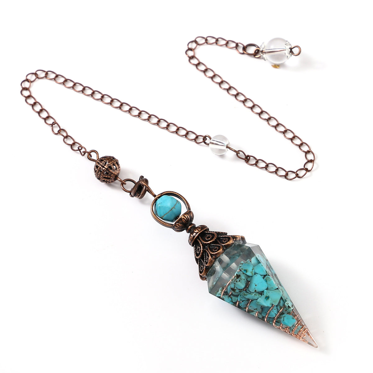 Faceted Stone Dowsing Pendulum Pendant - Color_24