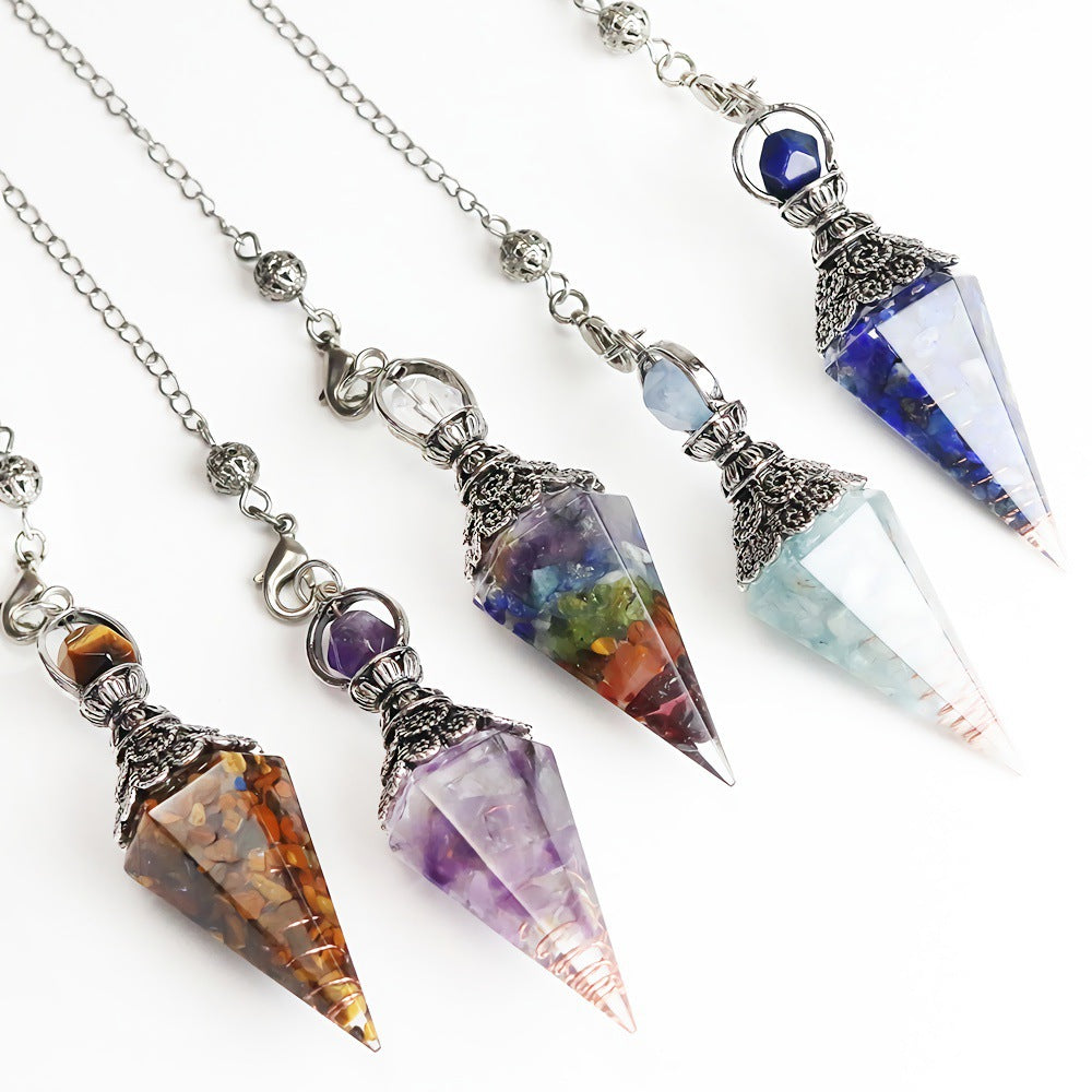 Faceted Stone Dowsing Pendulum Pendant