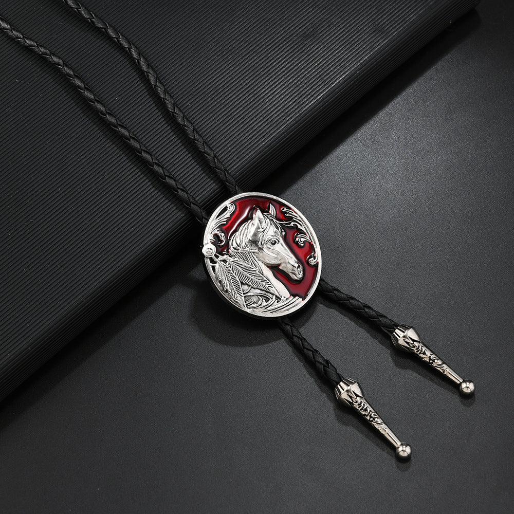 Western Concho Bolo Tie Lariat Necklace - C10
