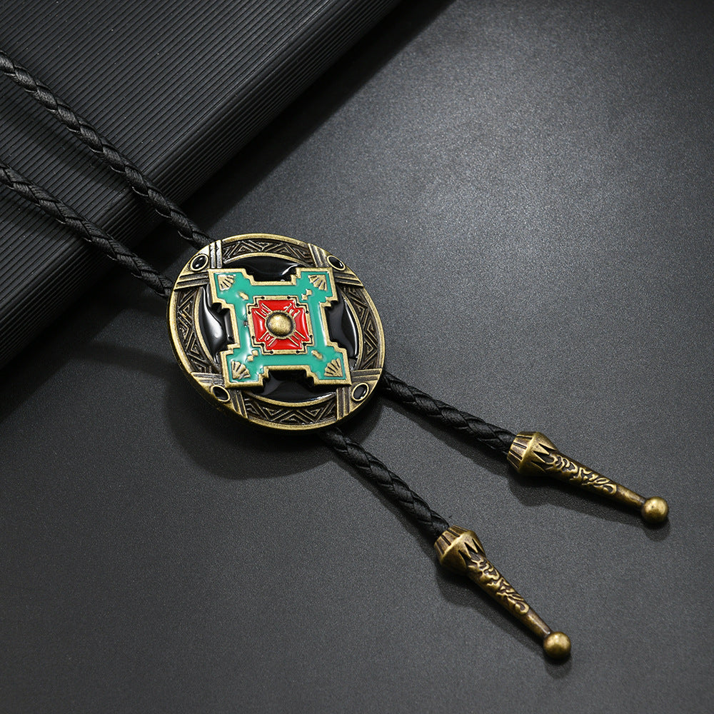 Western Concho Bolo Tie Lariat Necklace - C3