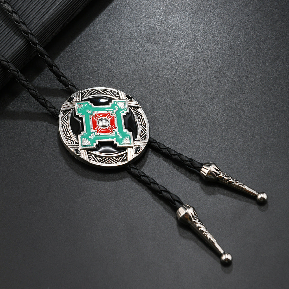 Western Concho Bolo Tie Lariat Necklace - C4