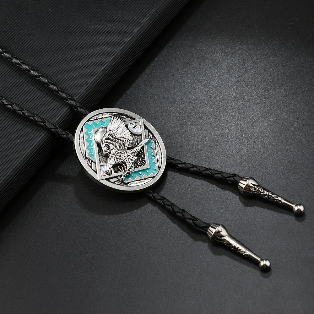 Western Concho Bolo Tie Lariat Necklace - C6