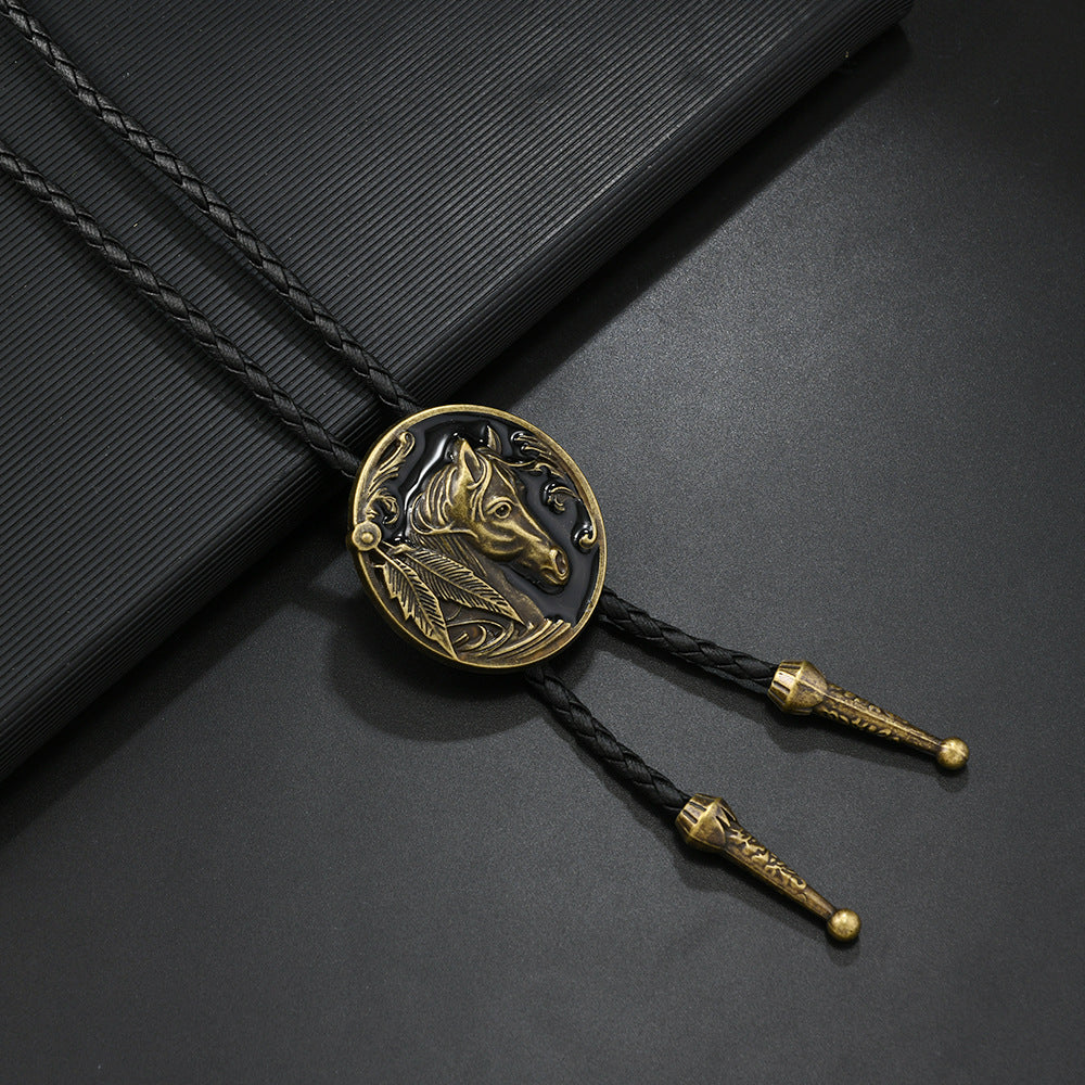Western Concho Bolo Tie Lariat Necklace - C9