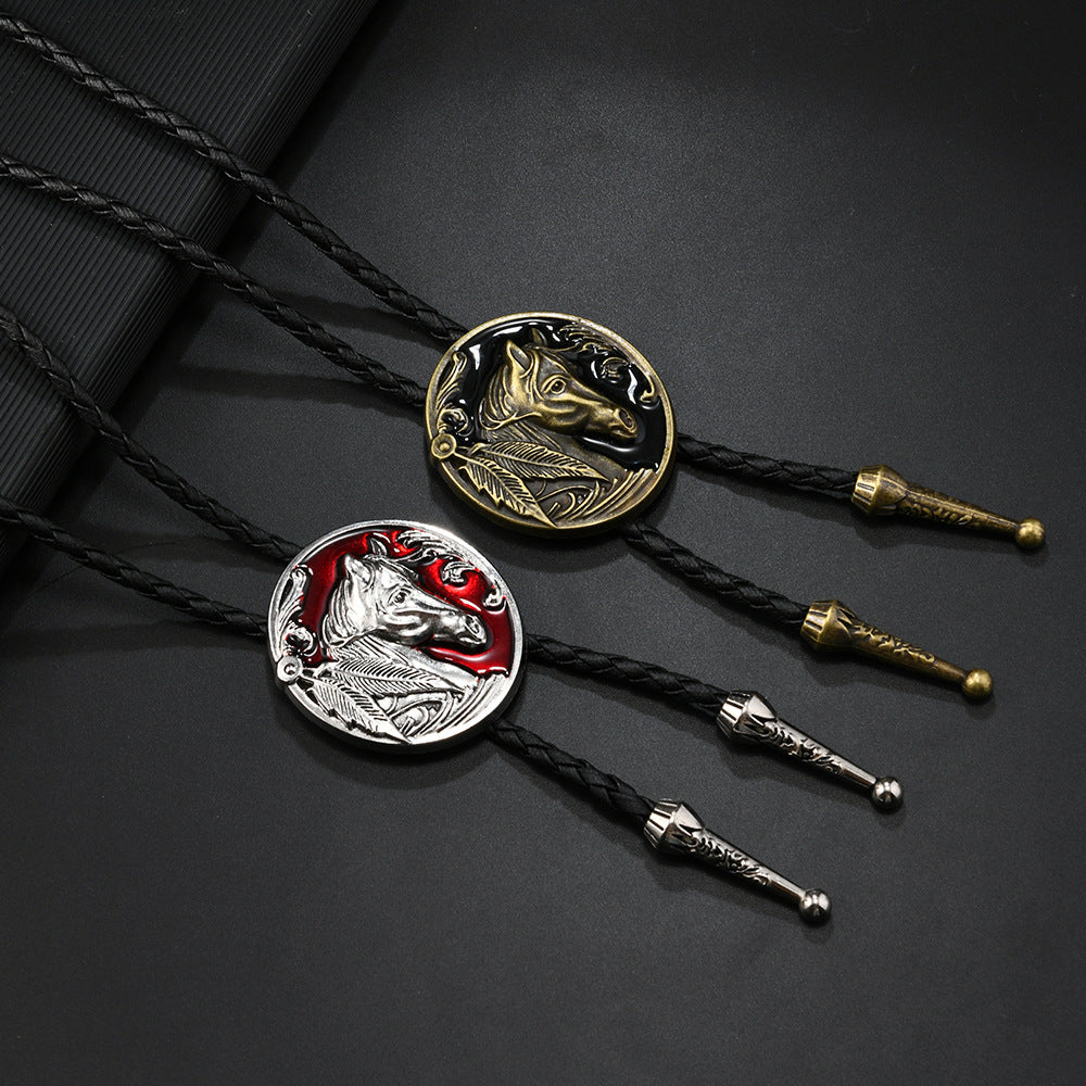 Western Concho Bolo Tie Lariat Necklace