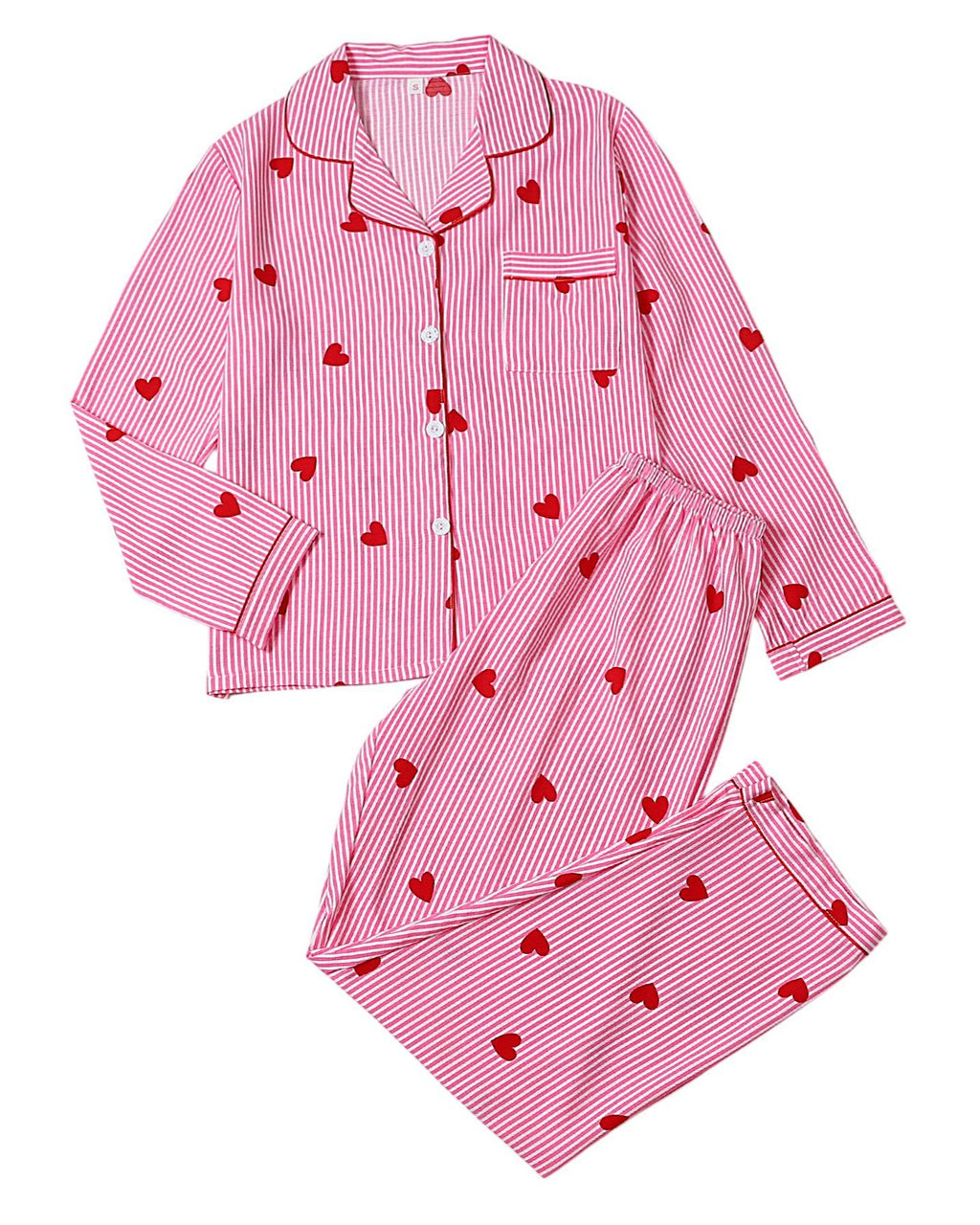 Printed Notch Collar Button Front Pajama Set - C2