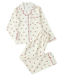Printed Notch Collar Button Front Pajama Set - C4