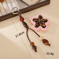 Boho Leopard Flower Beaded Tassel Bag Charm - Pink