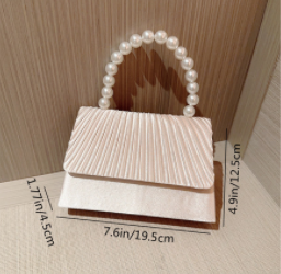 Pearl Handle Pleated Satin Evening Bag - view 1