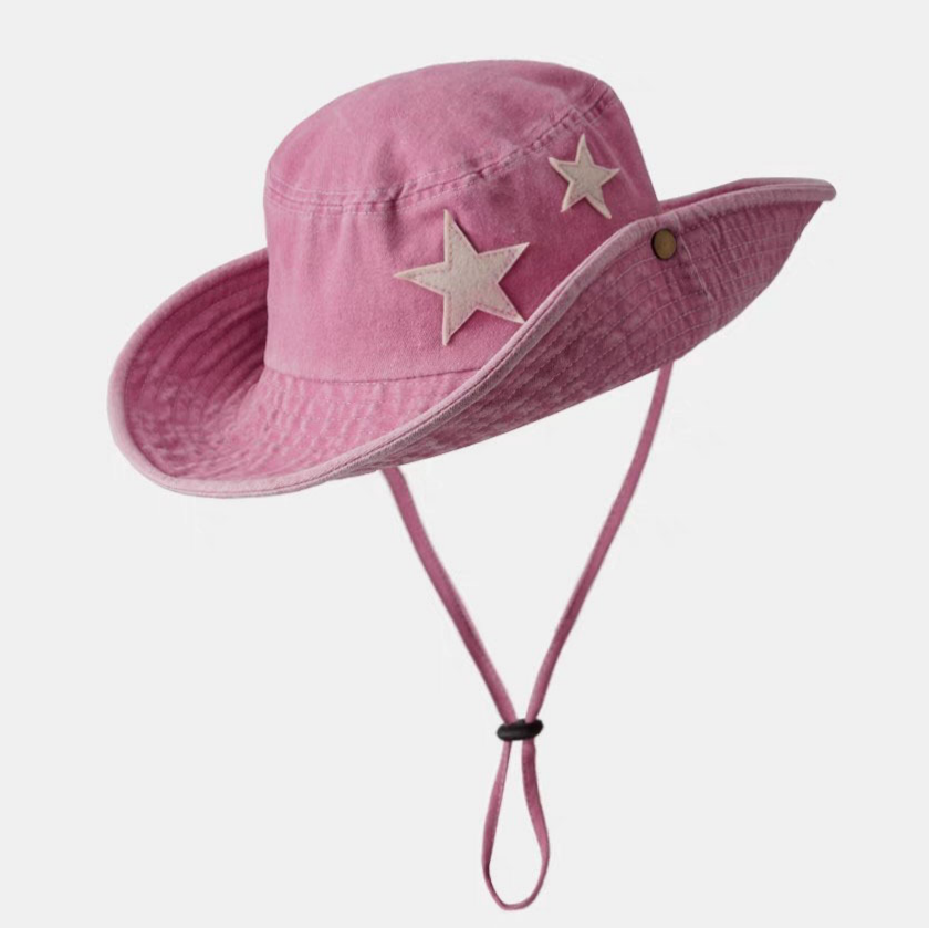 Star Patch Washed Boonie Bucket Hat - Pink - 1