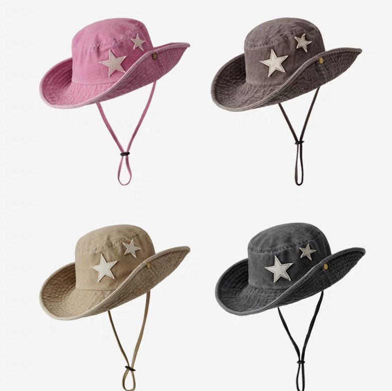 Star Patch Washed Boonie Bucket Hat - Pink - 2