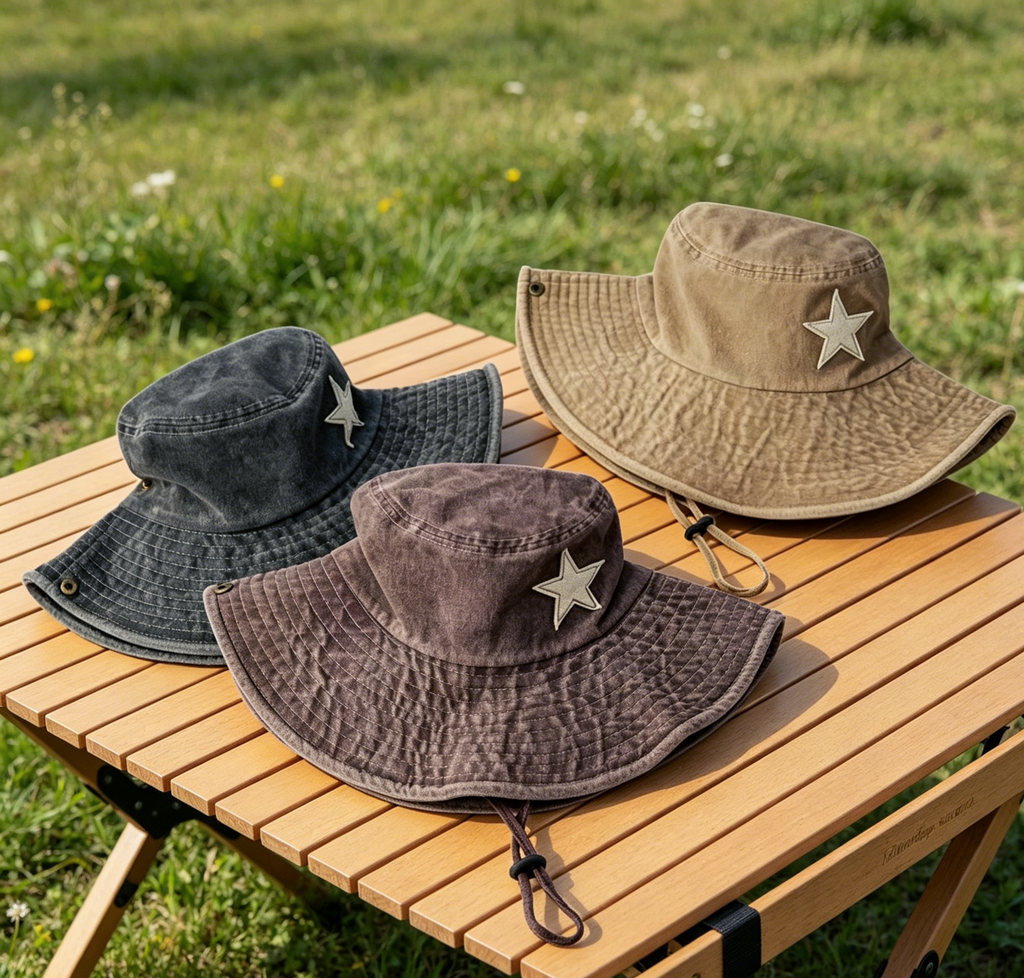 Star Patch Washed Boonie Bucket Hat - Pink - 5