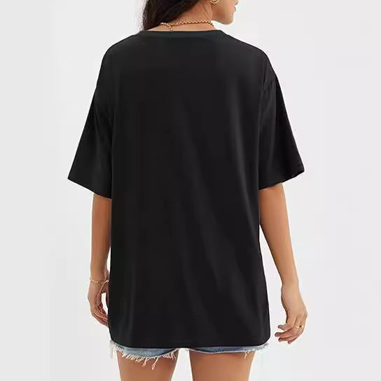 Relaxed Oversized Crew Neck Tee - Black - 3