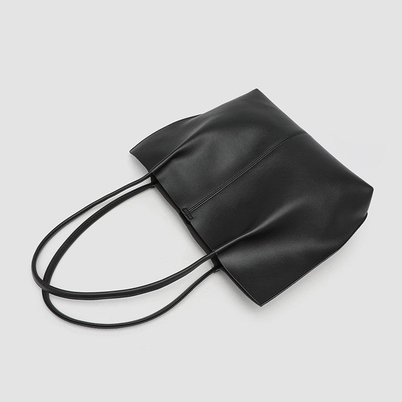 Slouchy Faux Leather Tote Bag with Pouch