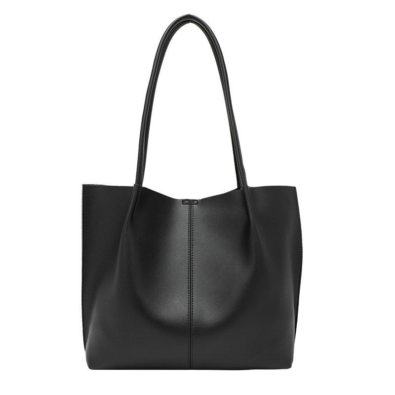 Slouchy Faux Leather Tote Bag with Pouch