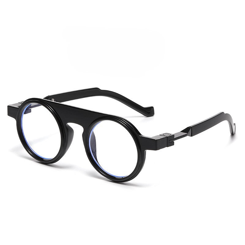 Thick Round Frame Vintage Sunglasses - Black-2
