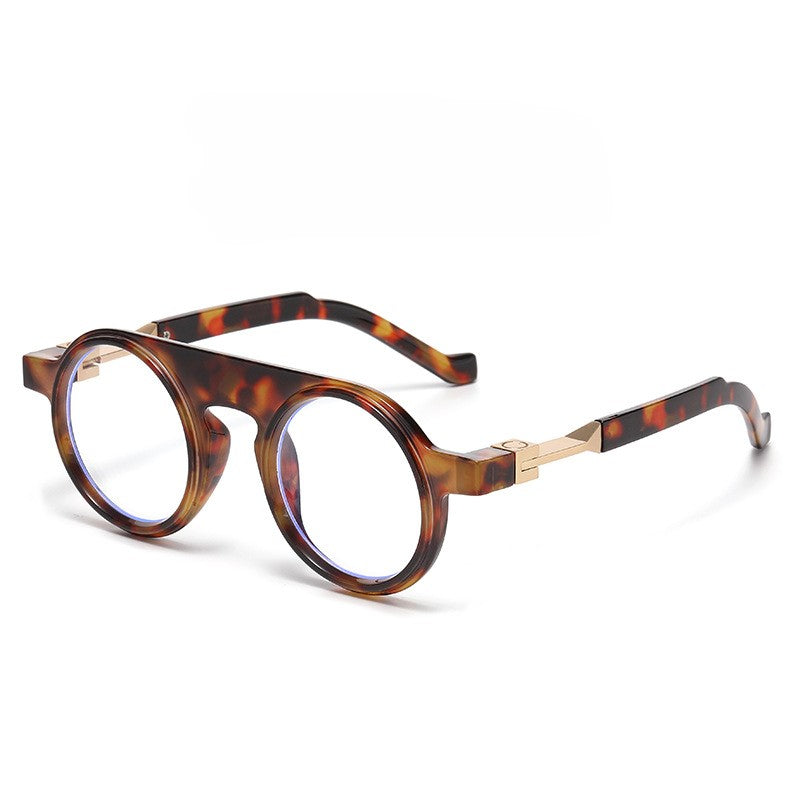 Thick Round Frame Vintage Sunglasses - Brown-2