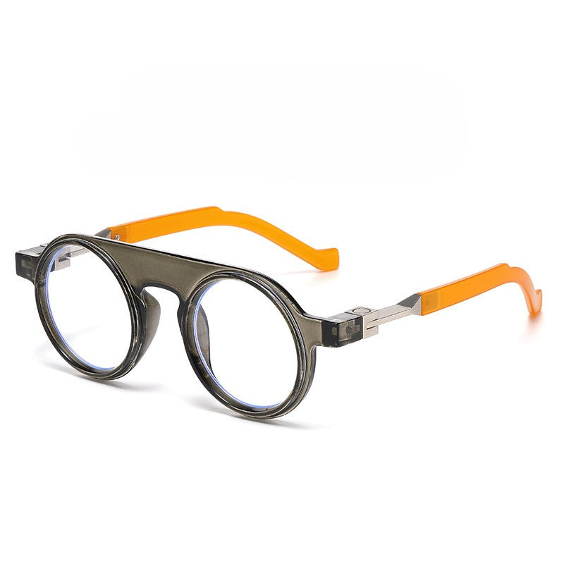 Thick Round Frame Vintage Sunglasses - Orange-2