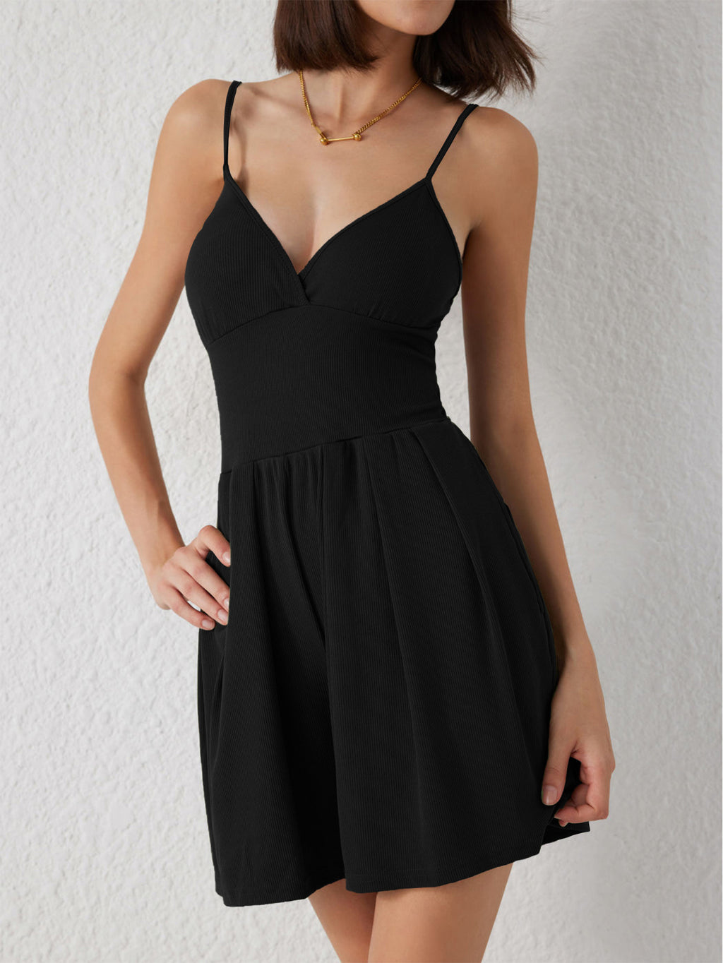 Strappy Plunge Front Flared Mini Dress