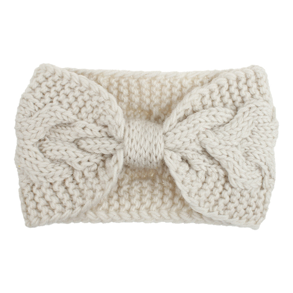 Chunky Cable Knit Bow Hair Accessory - Beige