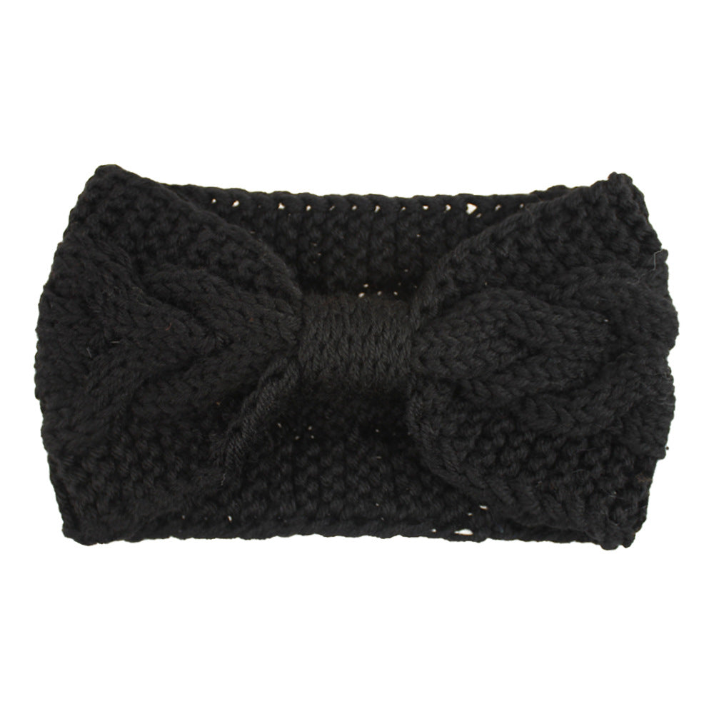 Chunky Cable Knit Bow Hair Accessory - Black