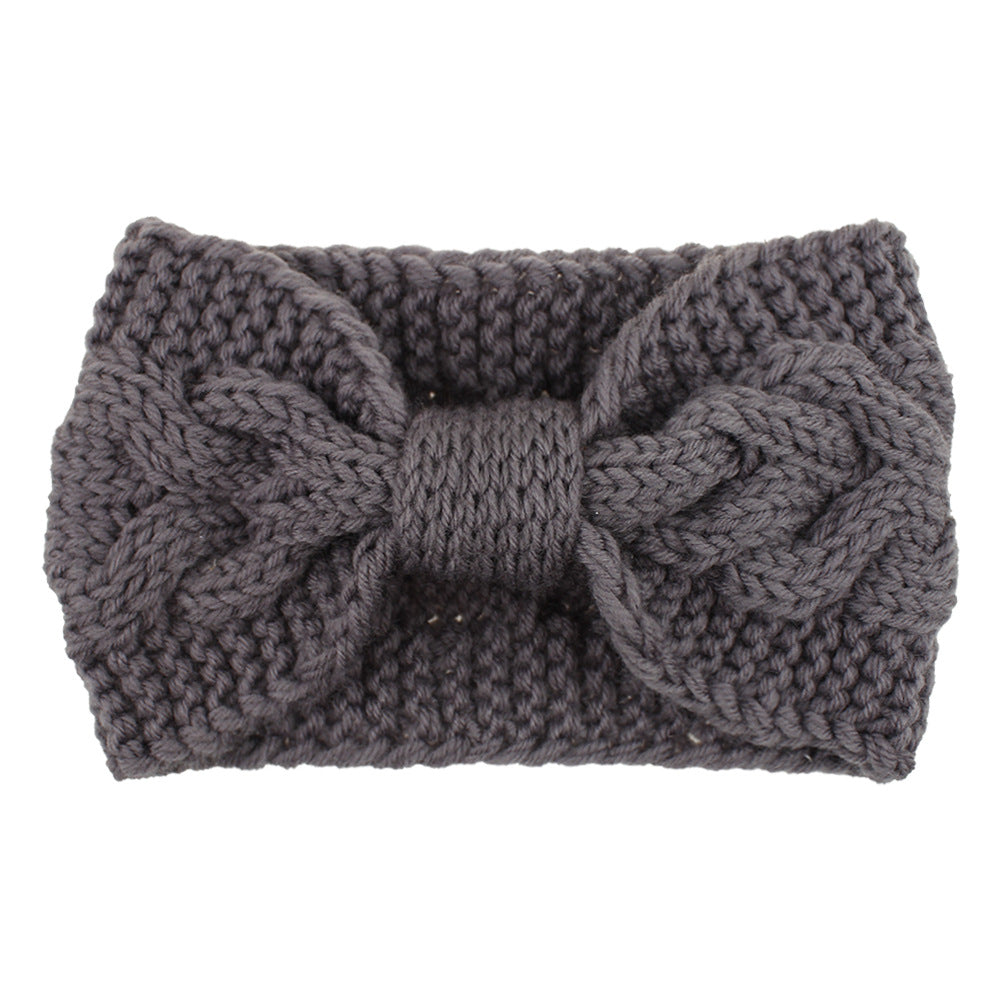 Chunky Cable Knit Bow Hair Accessory - Grey