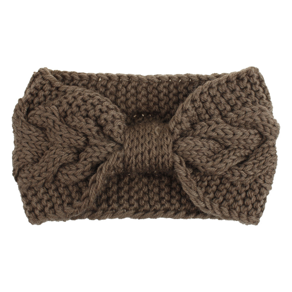 Chunky Cable Knit Bow Hair Accessory - Taupe