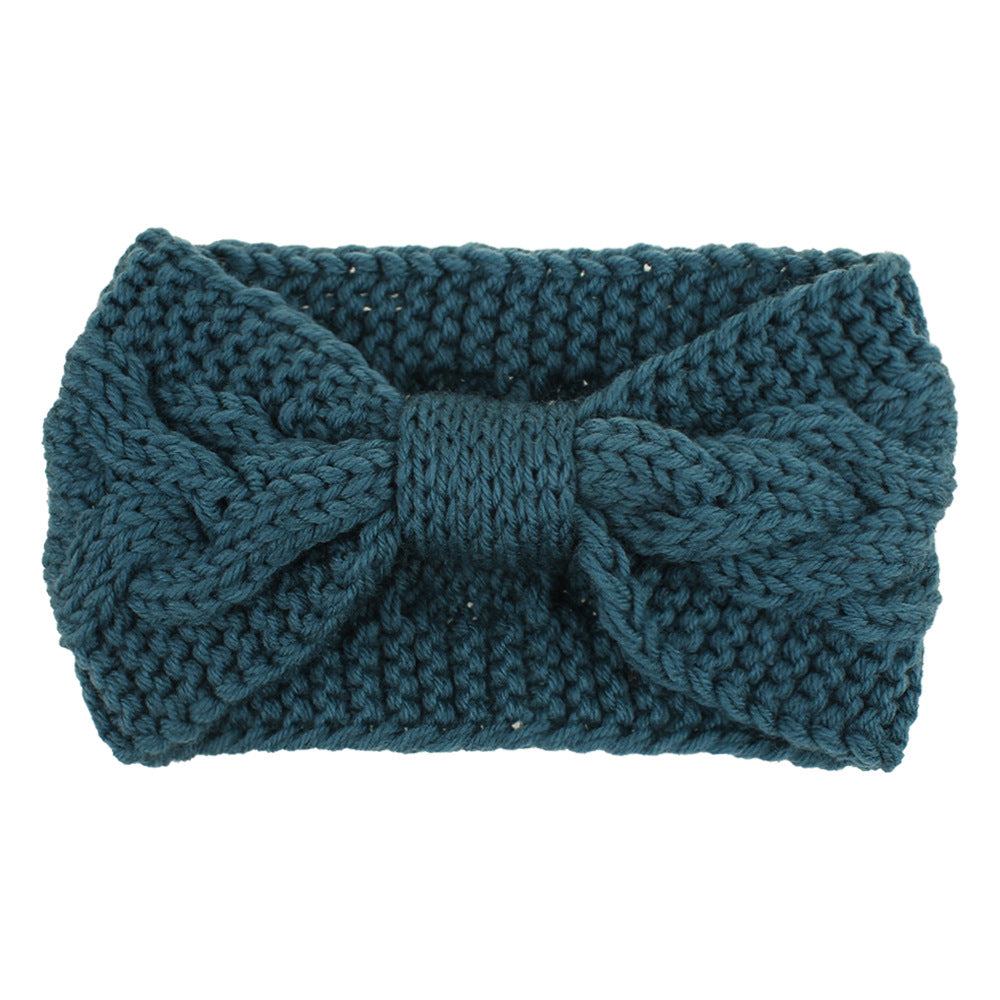 Chunky Cable Knit Bow Hair Accessory - Teal