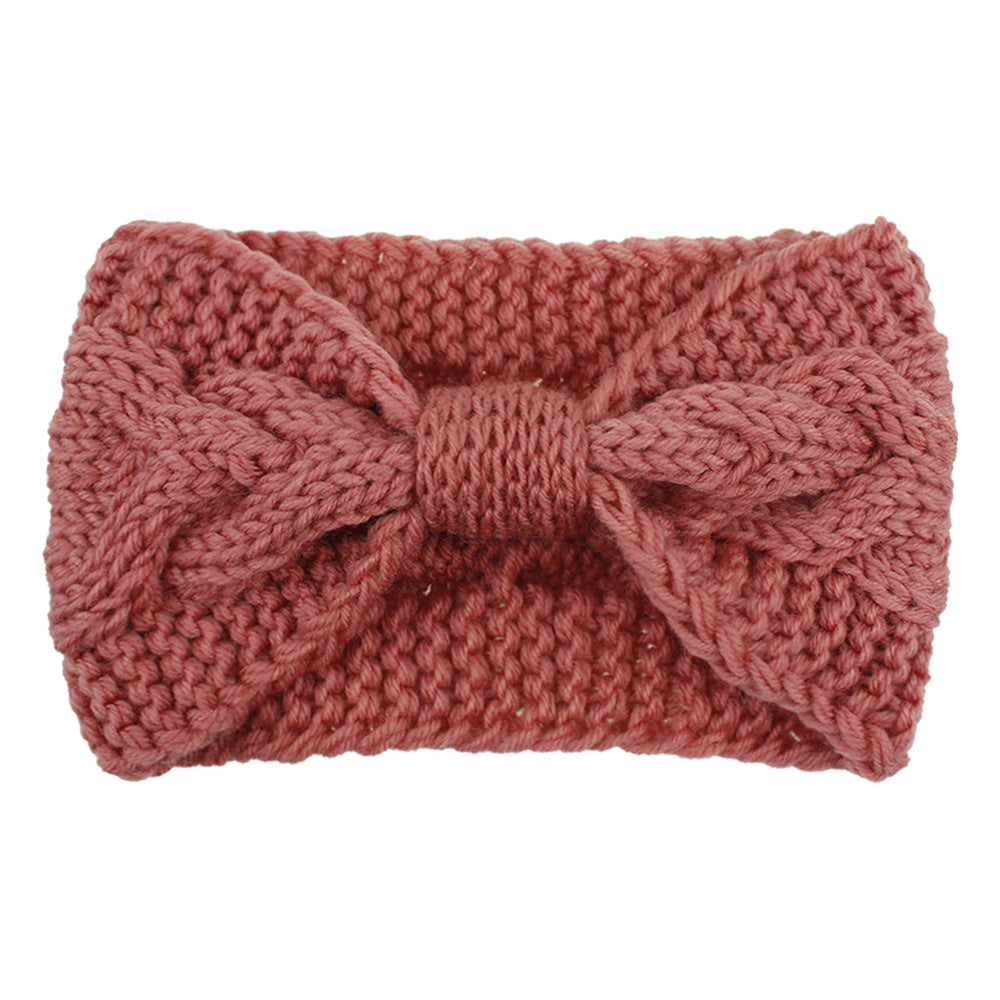 Chunky Cable Knit Bow Hair Accessory - Woodrose