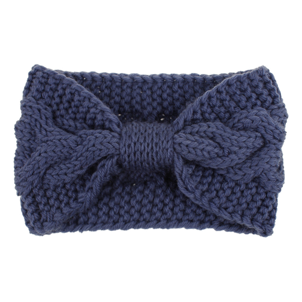 Chunky Cable Knit Bow Hair Accessory - denim