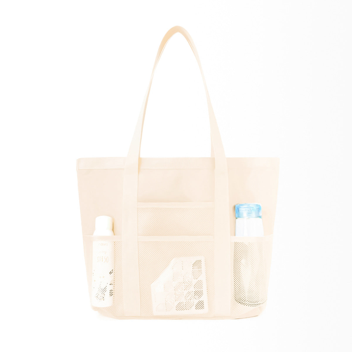 Extra Large Mesh Pool and Beach Tote Bag - Beige