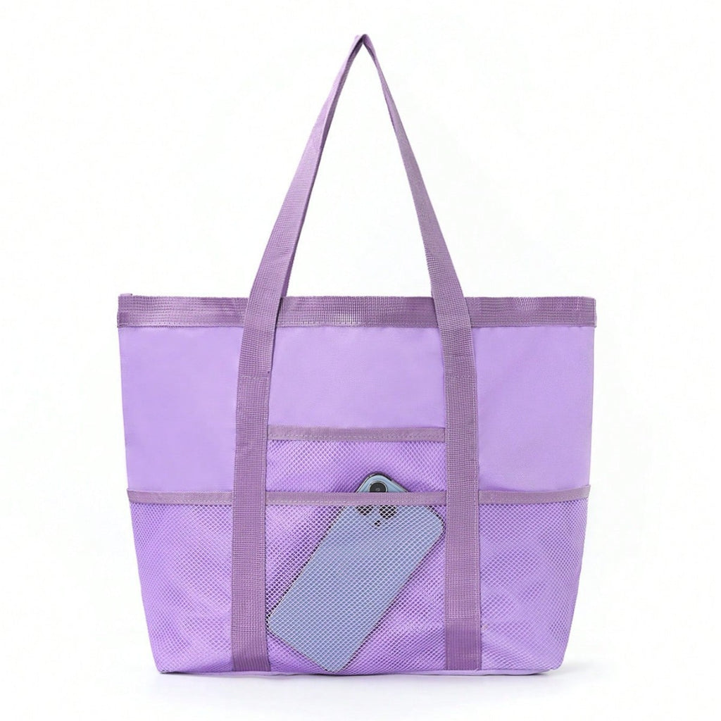Extra Large Mesh Pool and Beach Tote Bag - Purple