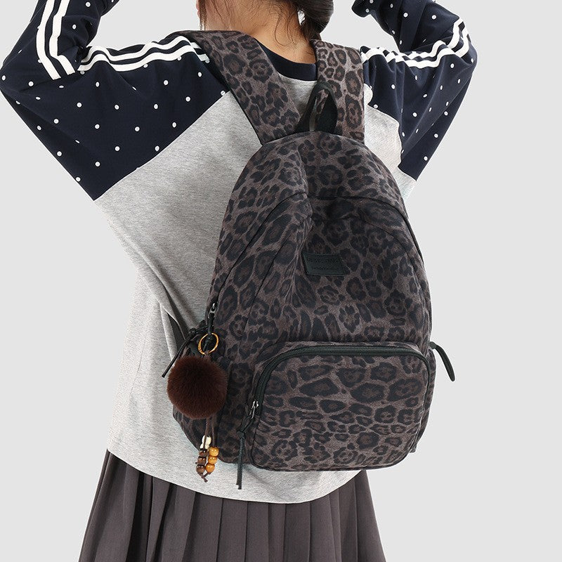 Leopard Print Faux Suede Backpack