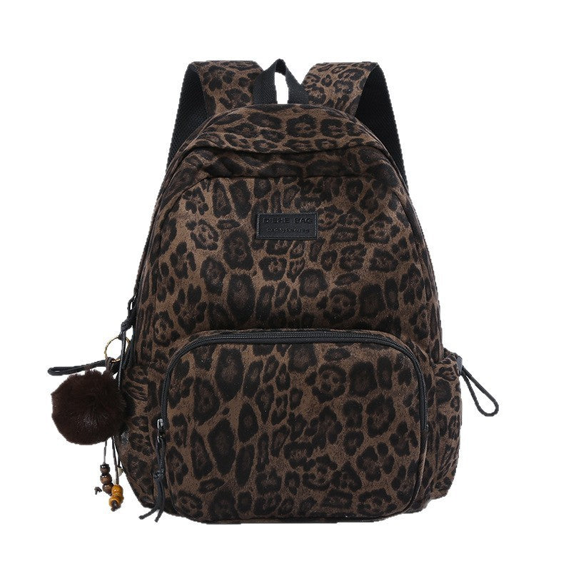 Leopard Print Faux Suede Backpack