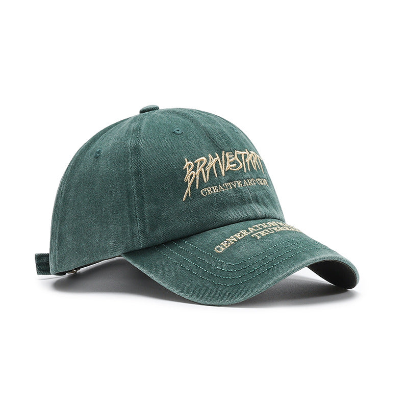 Washed Cotton Slogan Embroidered Baseball Cap - view 1