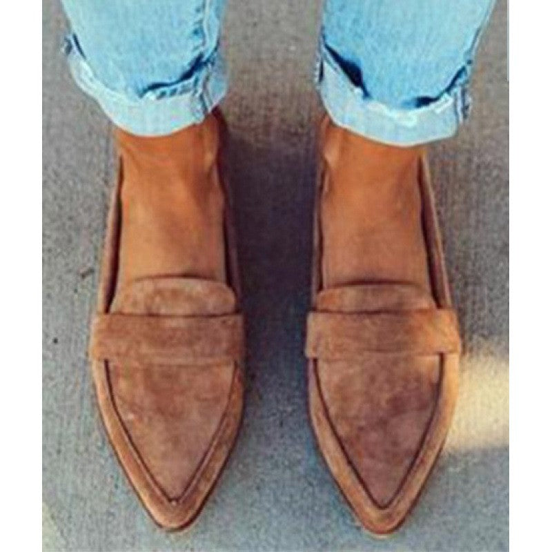 Pointed Toe Faux Suede Penny Loafers