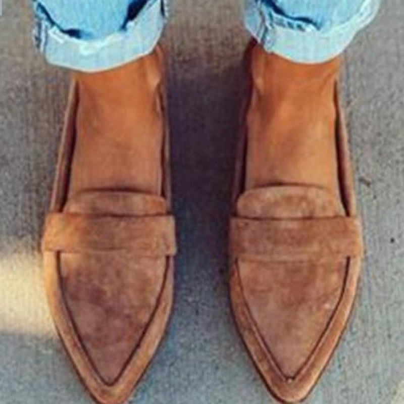 Pointed Toe Faux Suede Penny Loafers