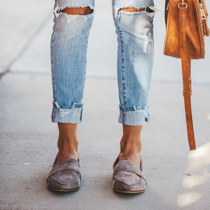 Pointed Toe Faux Suede Penny Loafers