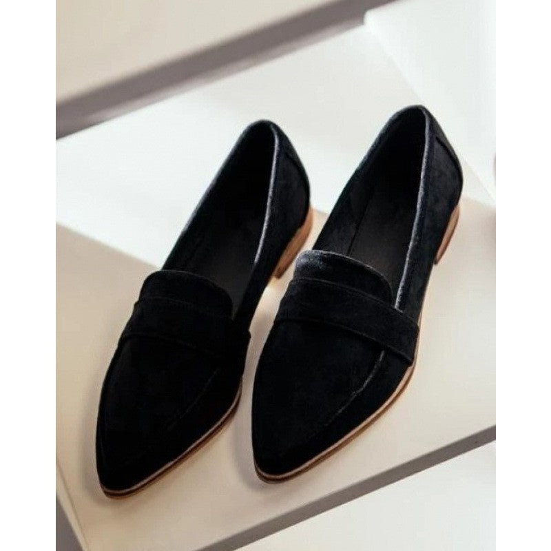 Pointed Toe Faux Suede Penny Loafers