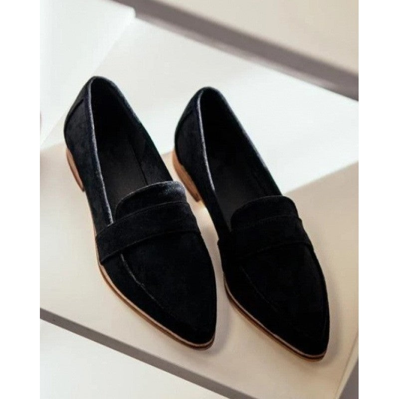 Pointed Toe Faux Suede Penny Loafers