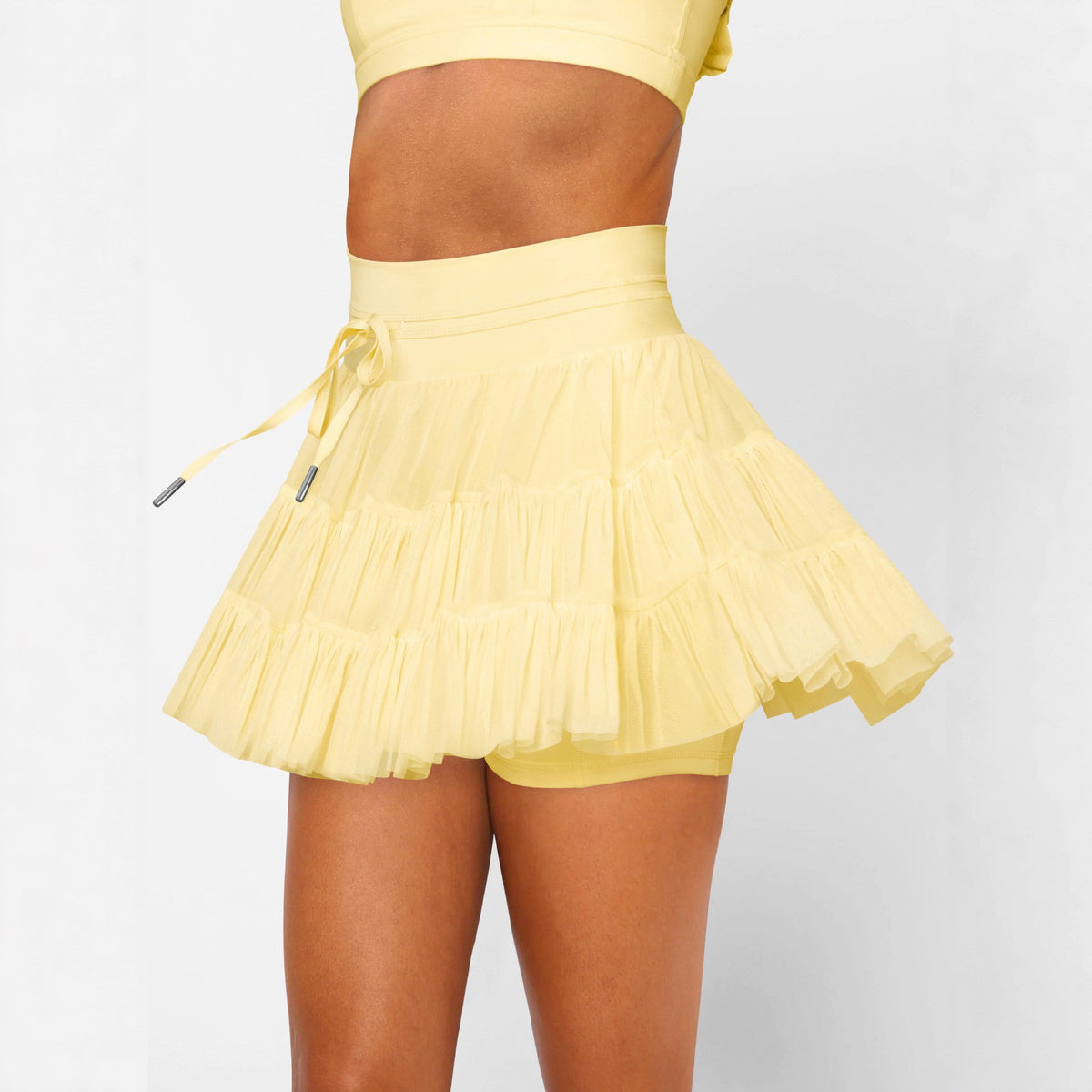 Tiered Mesh High Waist Tennis Skort With Pockets