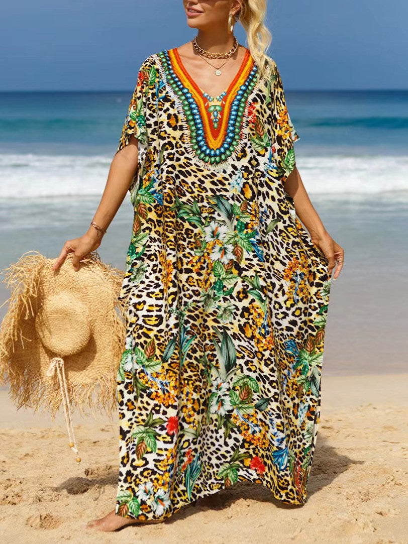 Bohemian Print Maxi Beach Kaftan - Color_10