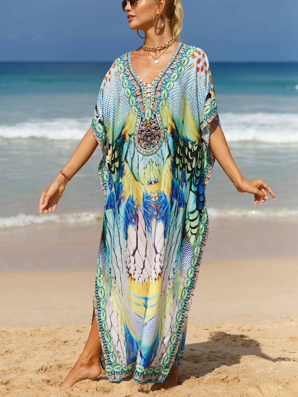 Bohemian Print Maxi Beach Kaftan - Color_11