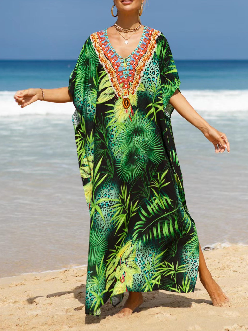 Bohemian Print Maxi Beach Kaftan - Color_13