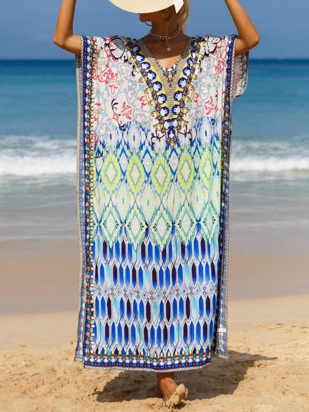 Bohemian Print Maxi Beach Kaftan - Color_14